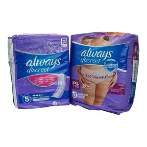 Always Discreet - Pads (39 Count)‎ & Underwear (13 Count) - Lot of 2 Packs